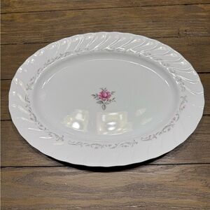 Elegant White and Pink Floral Platter